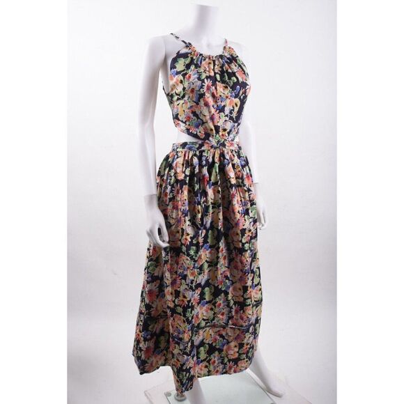 Something Navy Womens Cut-Out Dress Midi M Multi-Color Floral Blue Orange NWT - Picture 2 of 6